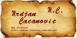 Mrđan Cacanović vizit kartica